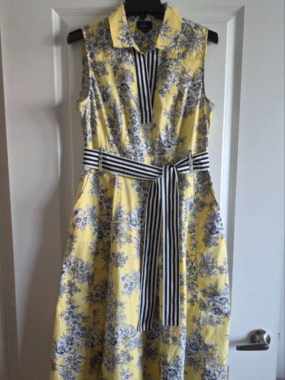 $119 Nautica Women's Toile Floral-Print Sleeveless A-line Dress Size M - Picture 2 of 9